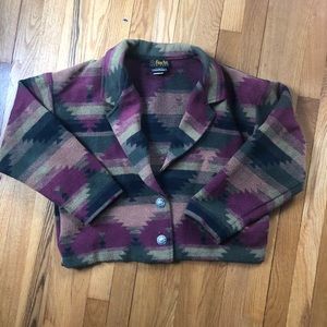 Cropped vintage Aztec fleece jacket